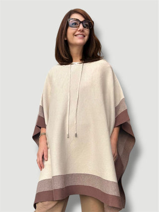 Poncho BORNEO con capucha beige