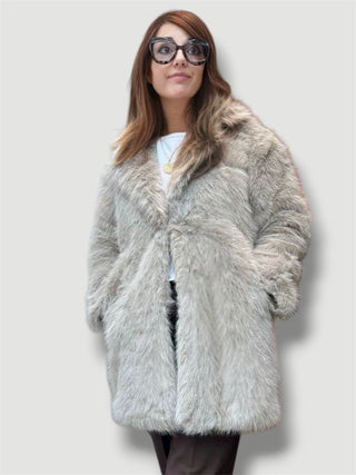 Chaqueta SKADI larga de pelo gris