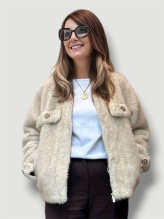 Chaqueta INKY corta de pelo con cierre de cremallera