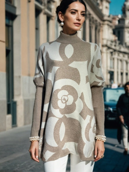 Jersey MARGARITA estampado flores beige