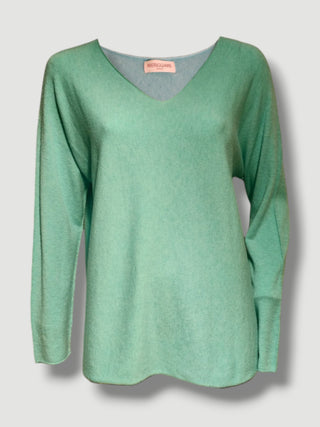Jersey GRACE cuello pico cashmere verde