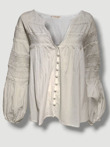 Blusa OSAKA romántica blanco con jaretas