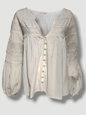 Blusa OSAKA romántica blanco con jaretas