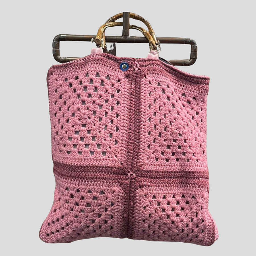 Bolso PURI de crochet cuadrado rosa